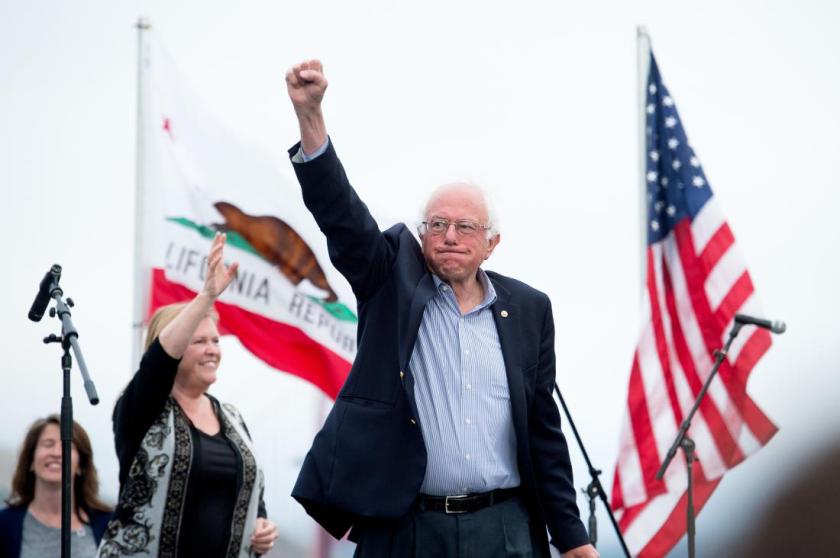 Democratic presidential candidate Sen. Bernie Sanders, I-Vt., and his wife Jane Sanders arrive at a campaign rally on Monday, June 6, 2016, in San Francisco. (AP Photo/Noah Berger)
